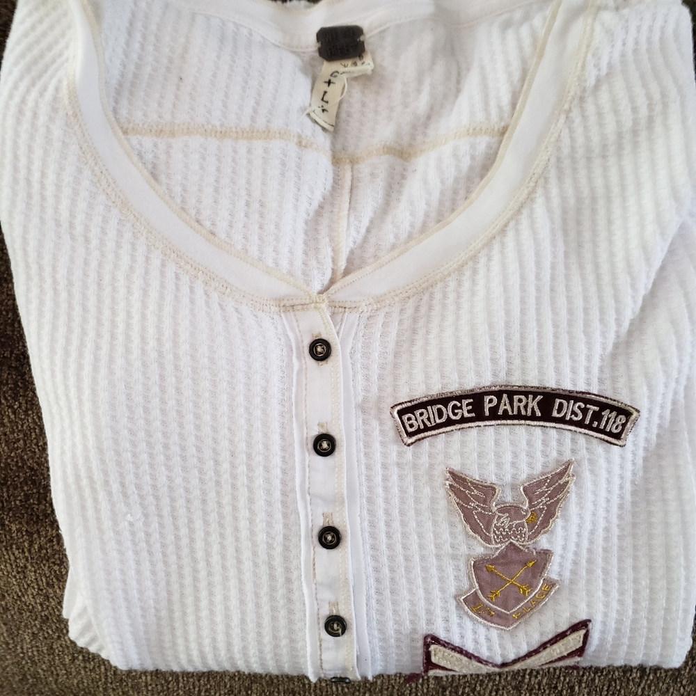 Free People 💥SALE🇺🇲Waffle Military Shirt! Size XL